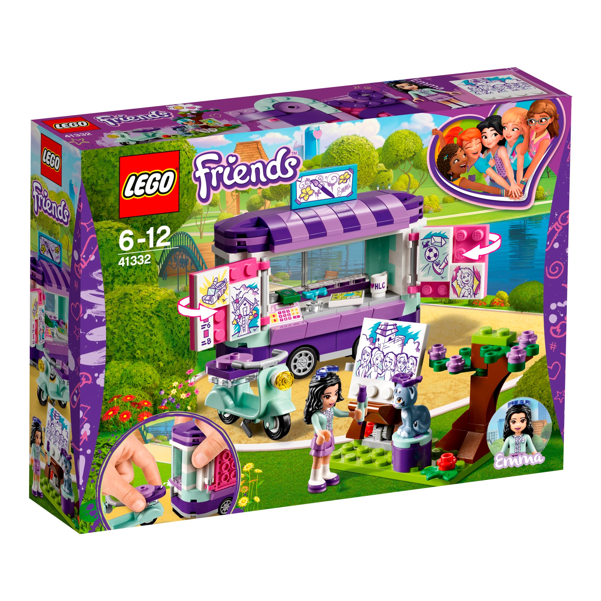 Lego 41332 Friends Stoisko z rysunkami Emmy, skuter, rysunki