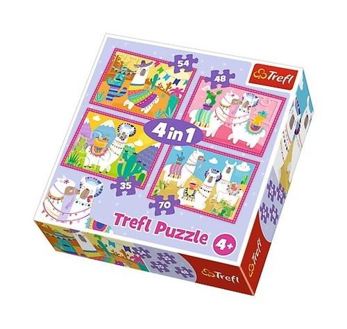 Trefl Puzzle 4w1 Lamy na wakacjach 34322-Zdjęcie-0