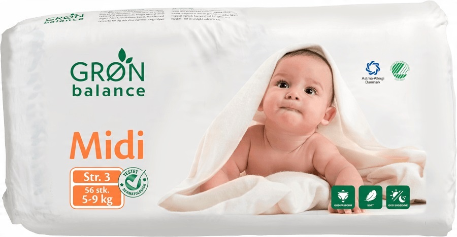 

Gron Balance Pieluchy dla dzieci Midi 5-9kg 56szt.