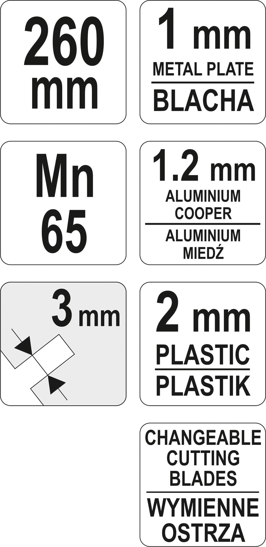 NOŻYCE MATRYCOWE DO BLACHY Kod producenta YT-19260