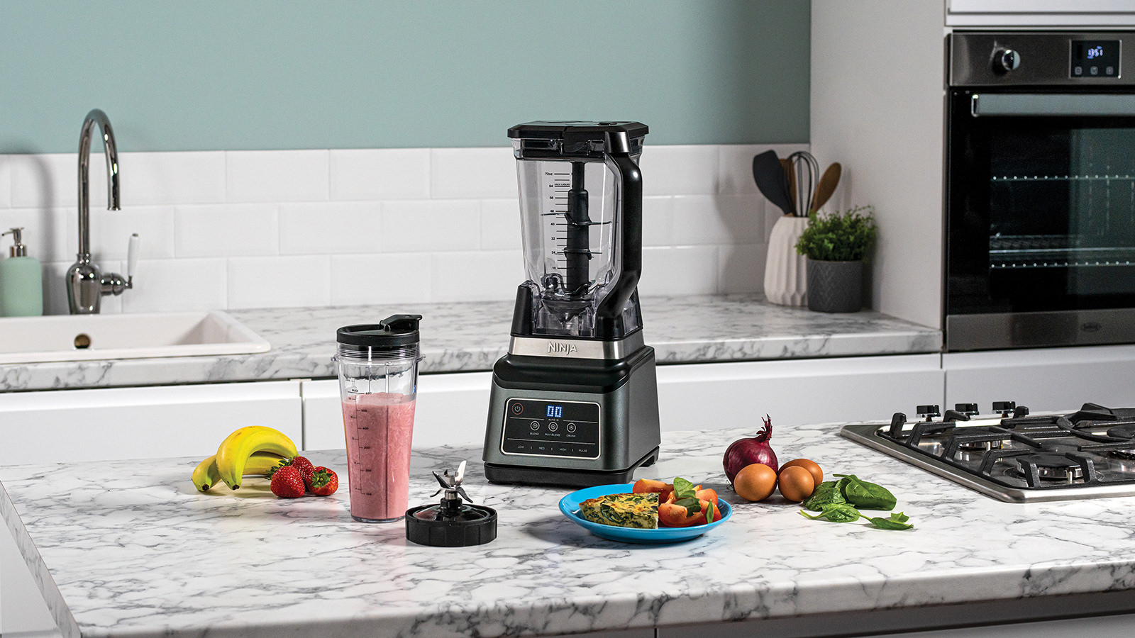 NINJA 2W1 Blender 3 Programy 1200W 2,1L Dzbanek 700ml Kubek AutoIQ — miniatura 12