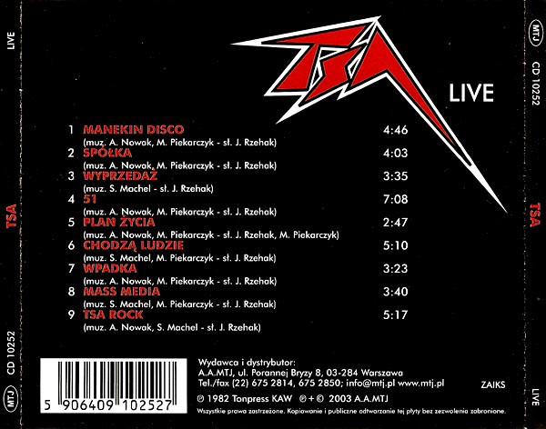 Tsa Live CD FOLIA Gatunek metal