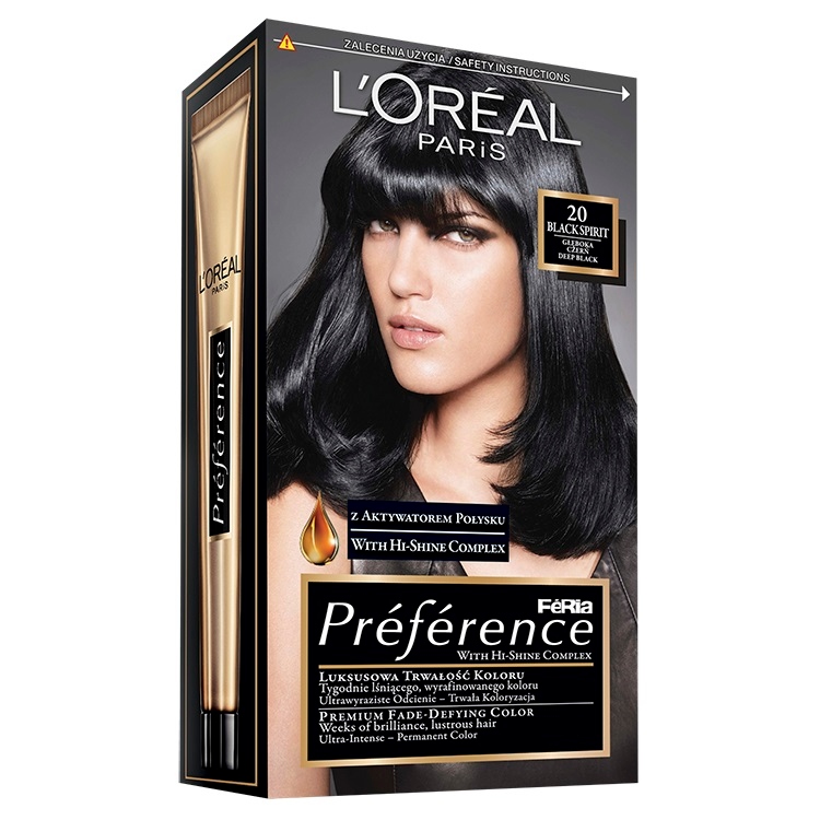 L'Oreal Paris barva Feria Preference 20 Black Spirit Hluboká Černá