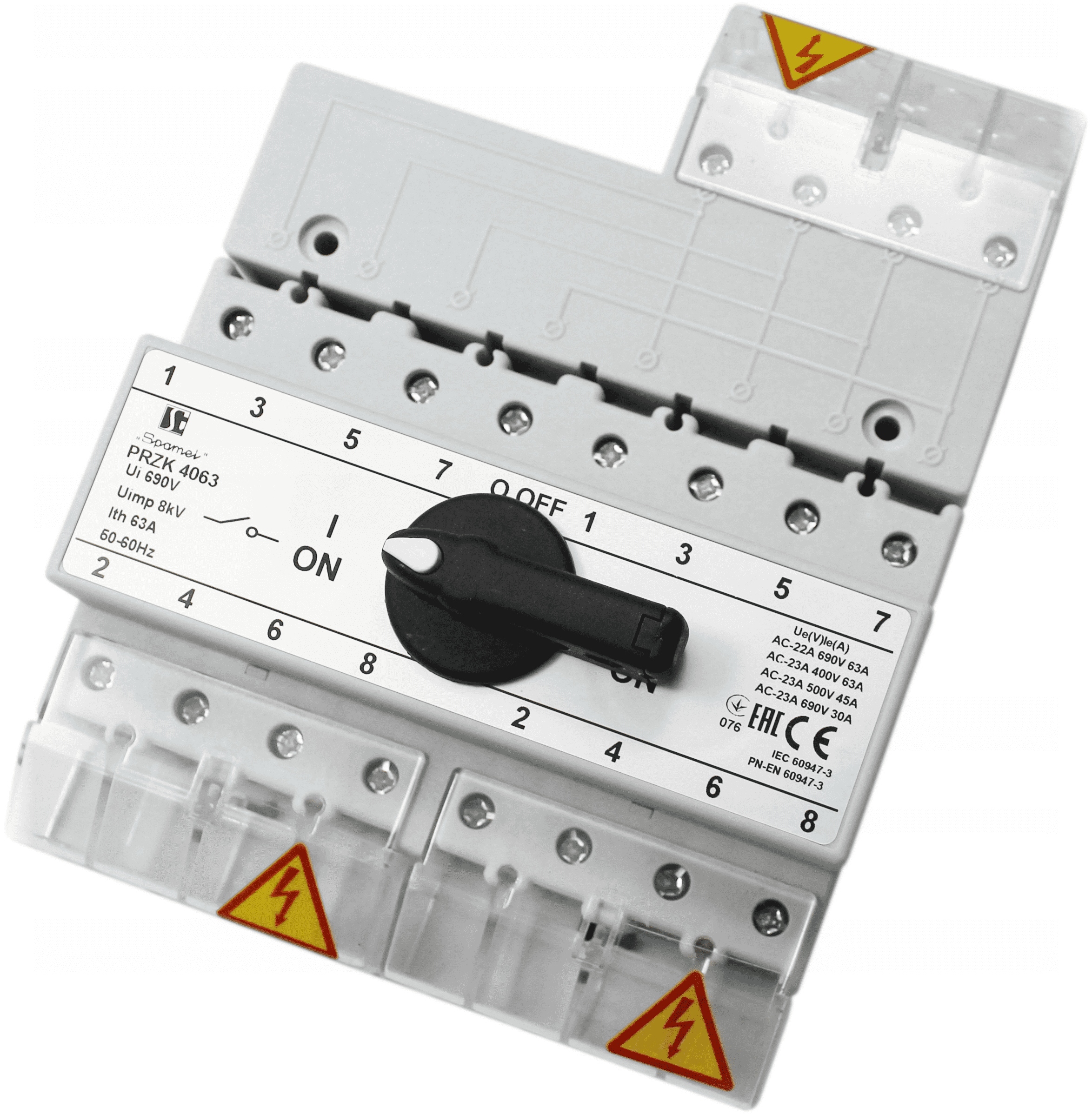 Przełącznik sieć-agregat 63A 4P PRZK-4063/W02 Spamel