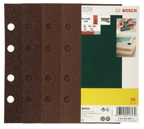 Papier Ścierny Bosch Zestaw 25 Sztuk 93 x 185 P40/60/80/120