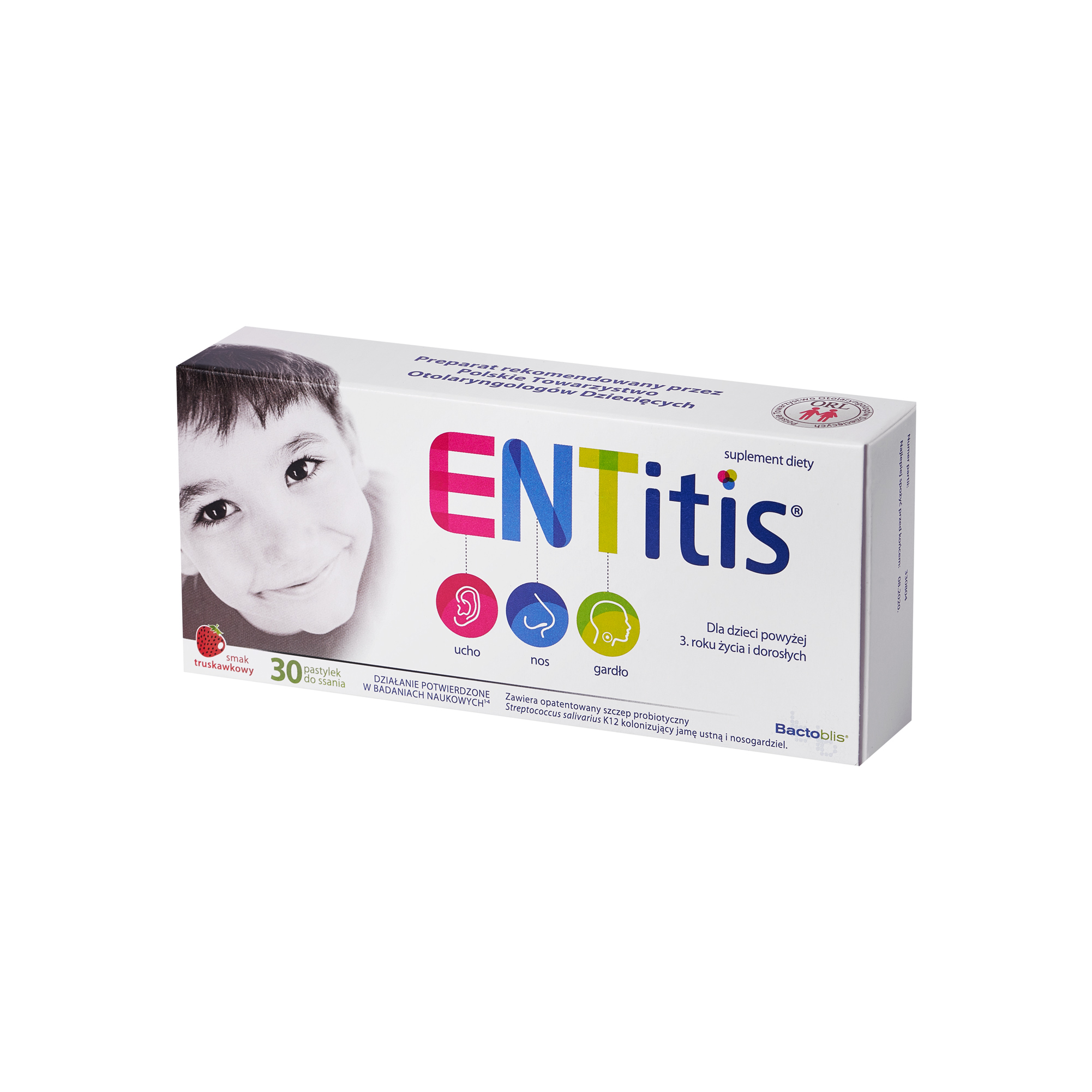 

ENTitis Suplement diety S.salivarius K12 truskawka