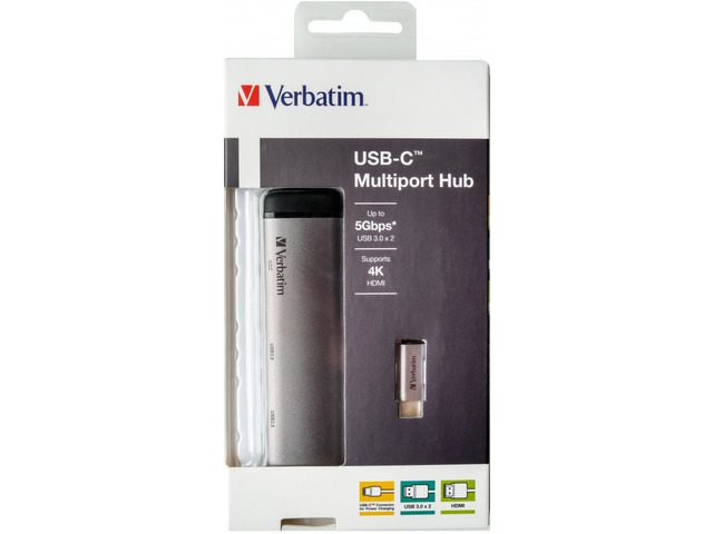 

Multi Port Verbatim Usb-c 3.1 Gen 1, 2X Usb 3.0