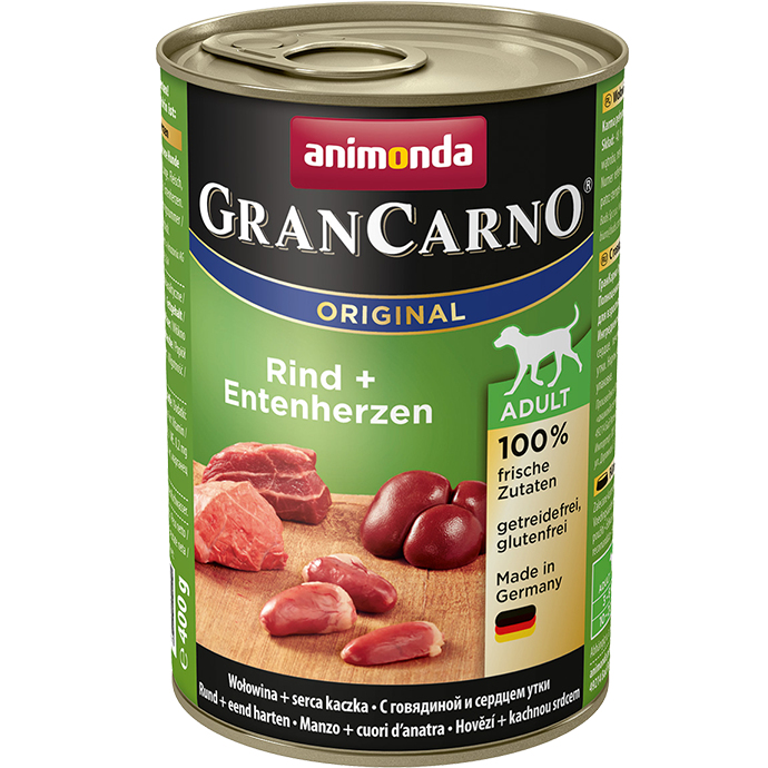 Animonda Grancarno Adult hovězí a kachní srdce – vlhké krmivo pro psy –...