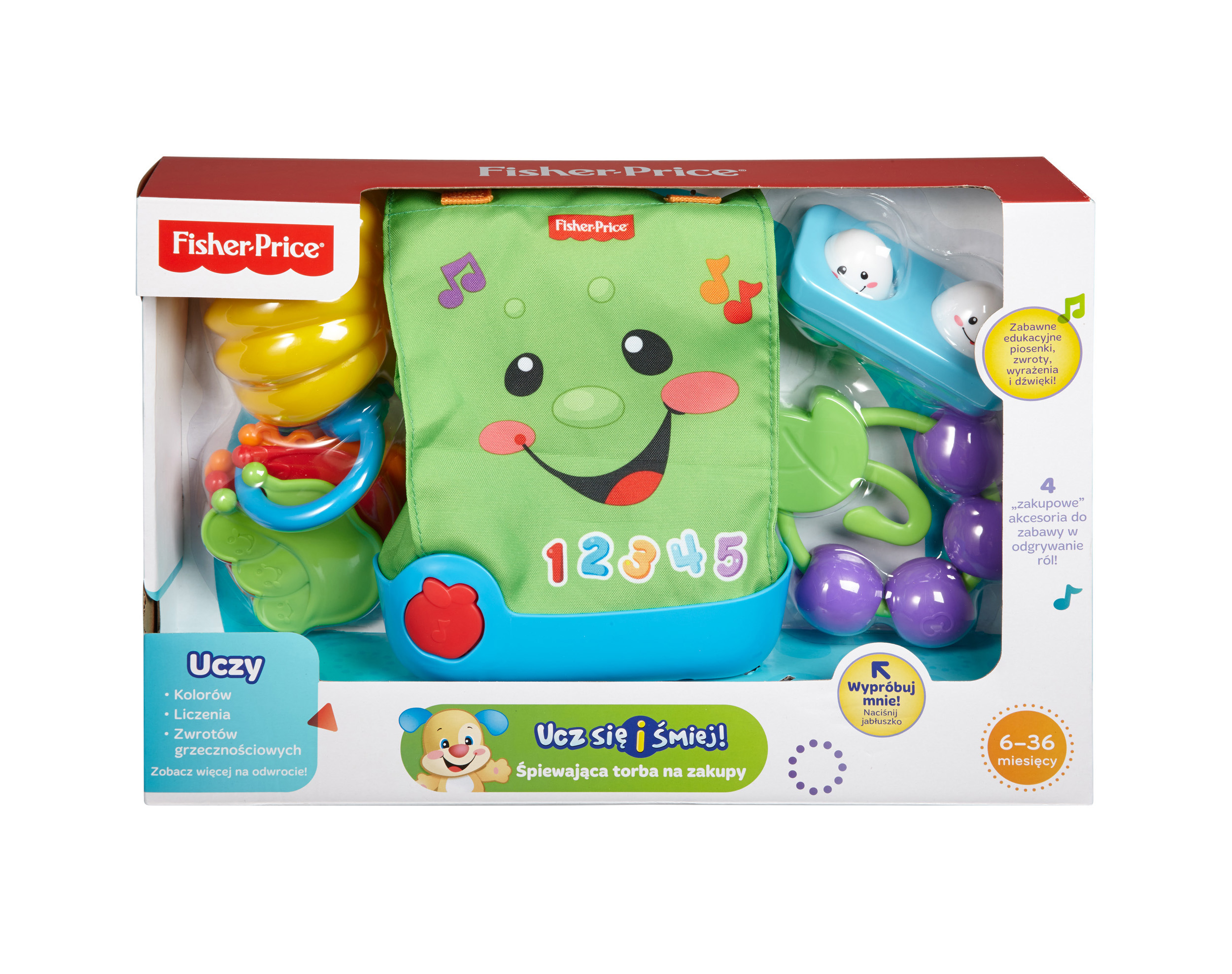 Zabawka edukacyjna Śpiewająca torba na zakupy Fisher Price CDF81