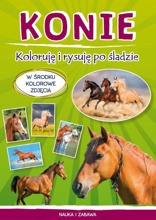 Konie. Koloruję i rysuję po śladzie Kolorowanki