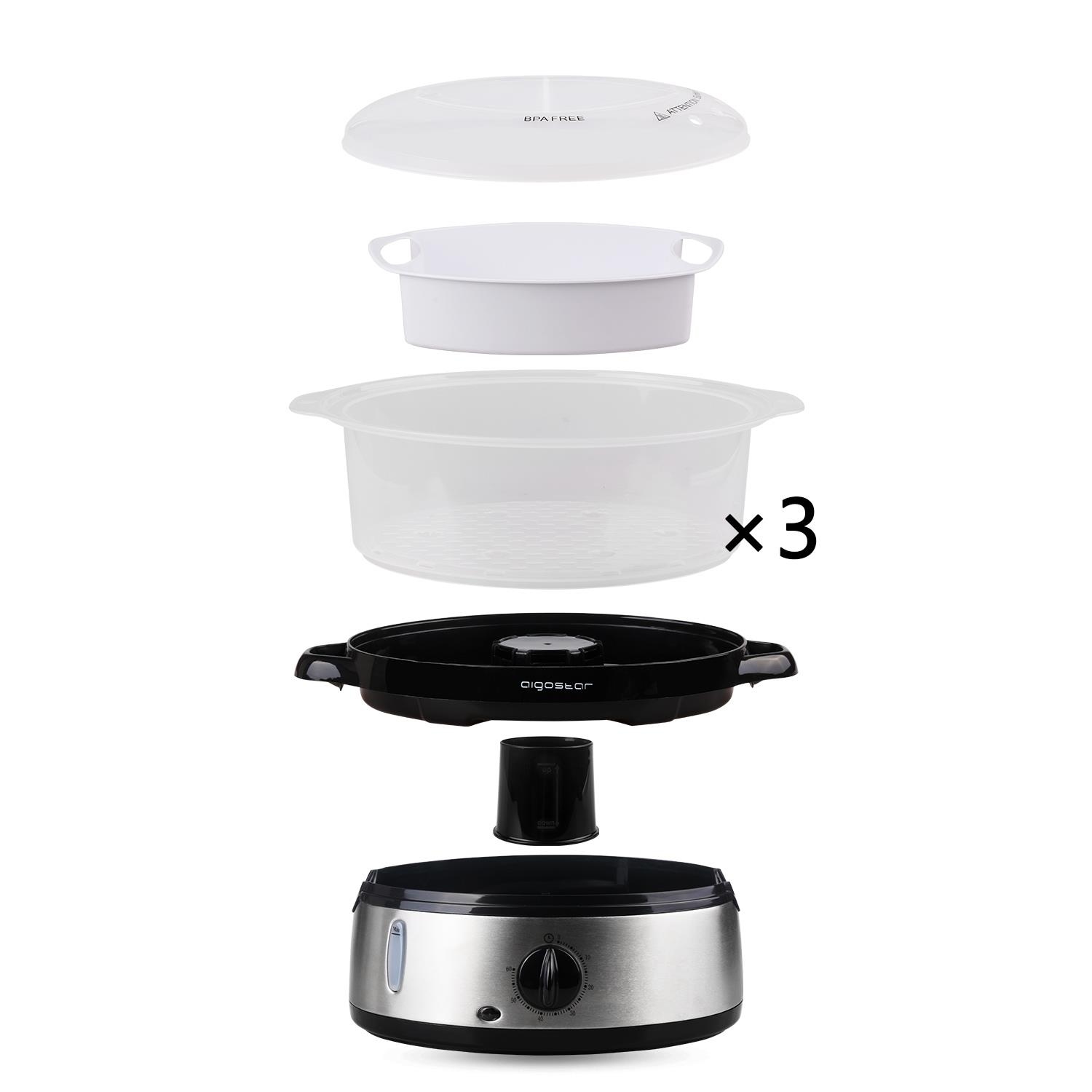 Parowar 9 litrów 3 pojemniki Aigostar 800W Model 30INA