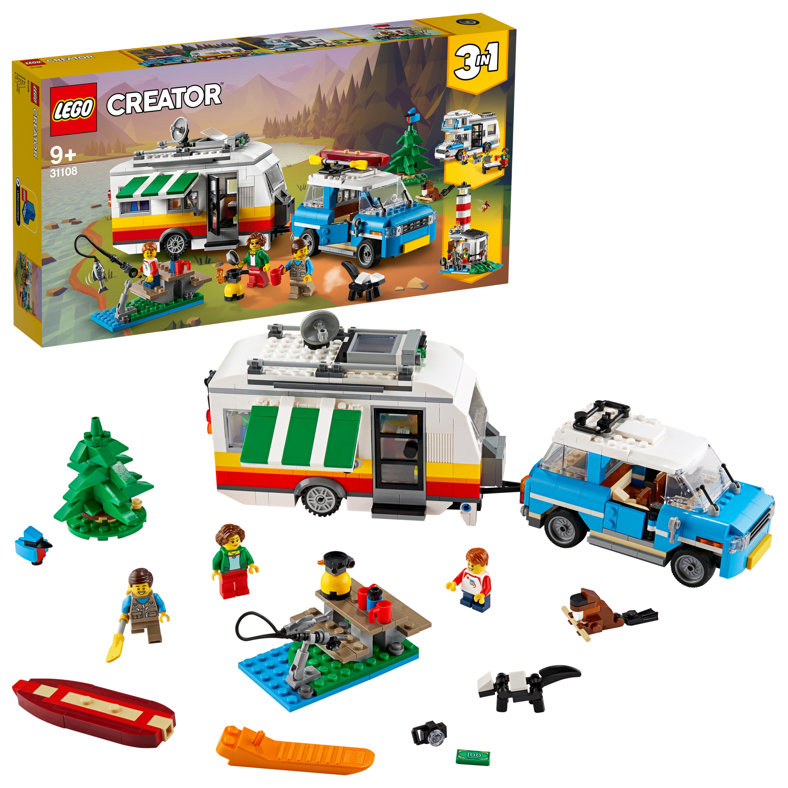 Lego Creator 3w1 Zestaw Camping Wakacyjny kemping z rodziną 31108