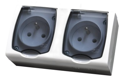 

Ospel Madera gniazdo natynkowe podwójne z uziem.