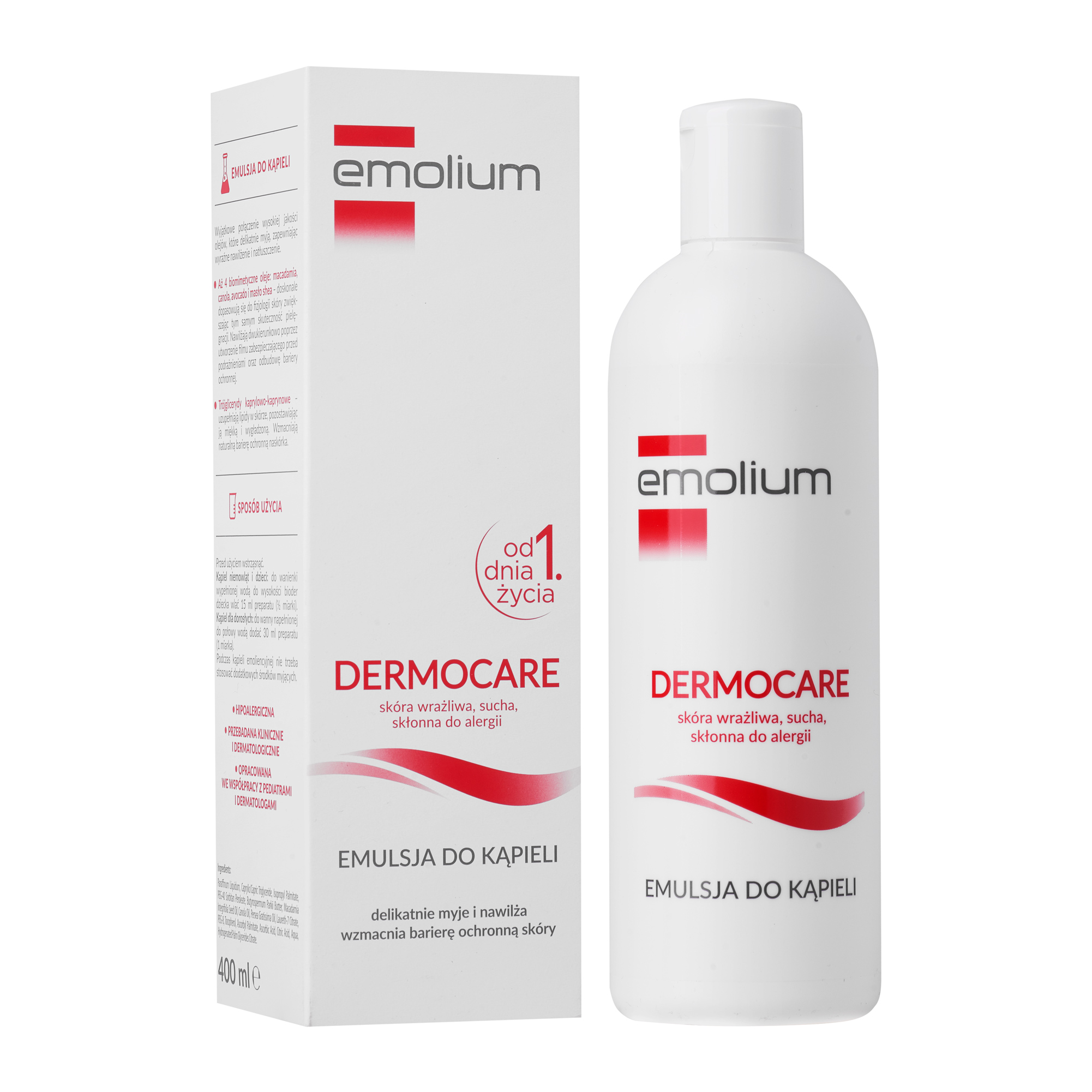 Emolium Dermocare Hipoalergiczna Emulsja do kąpieli od 1 dnia życia 400 ml