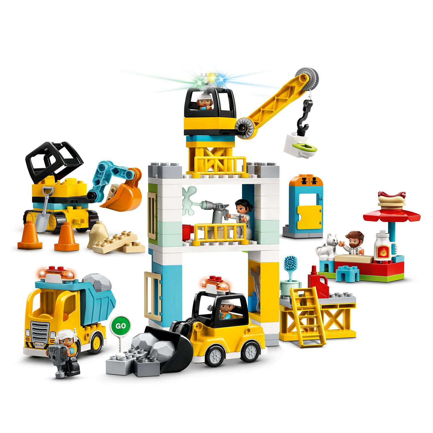 Lego Duplo Żuraw wieżowy budowa koparka 123 el. światło dźwięk dla Dzieci