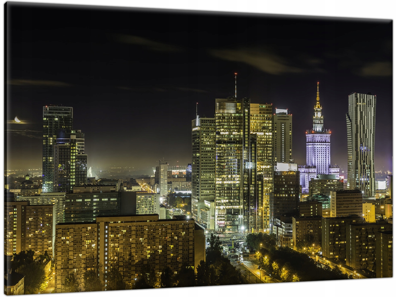 

Warszawa Nocą Panorama Miasta 120x80 Miasto Obraz