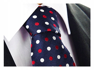 

Jedwab 100% Krawat Męski Jedwabny w Groszki kj209