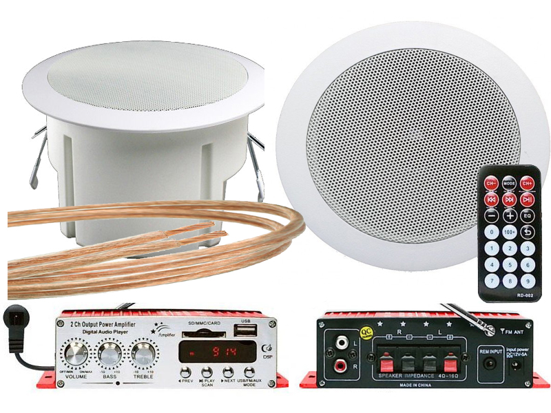 РАДИО ДЛЯ ВАННОЙ КОМНАТЫ ПОТОЛОЧНЫЕ 13СМ MP3 ПОЛНЫЙ НАБОР FV