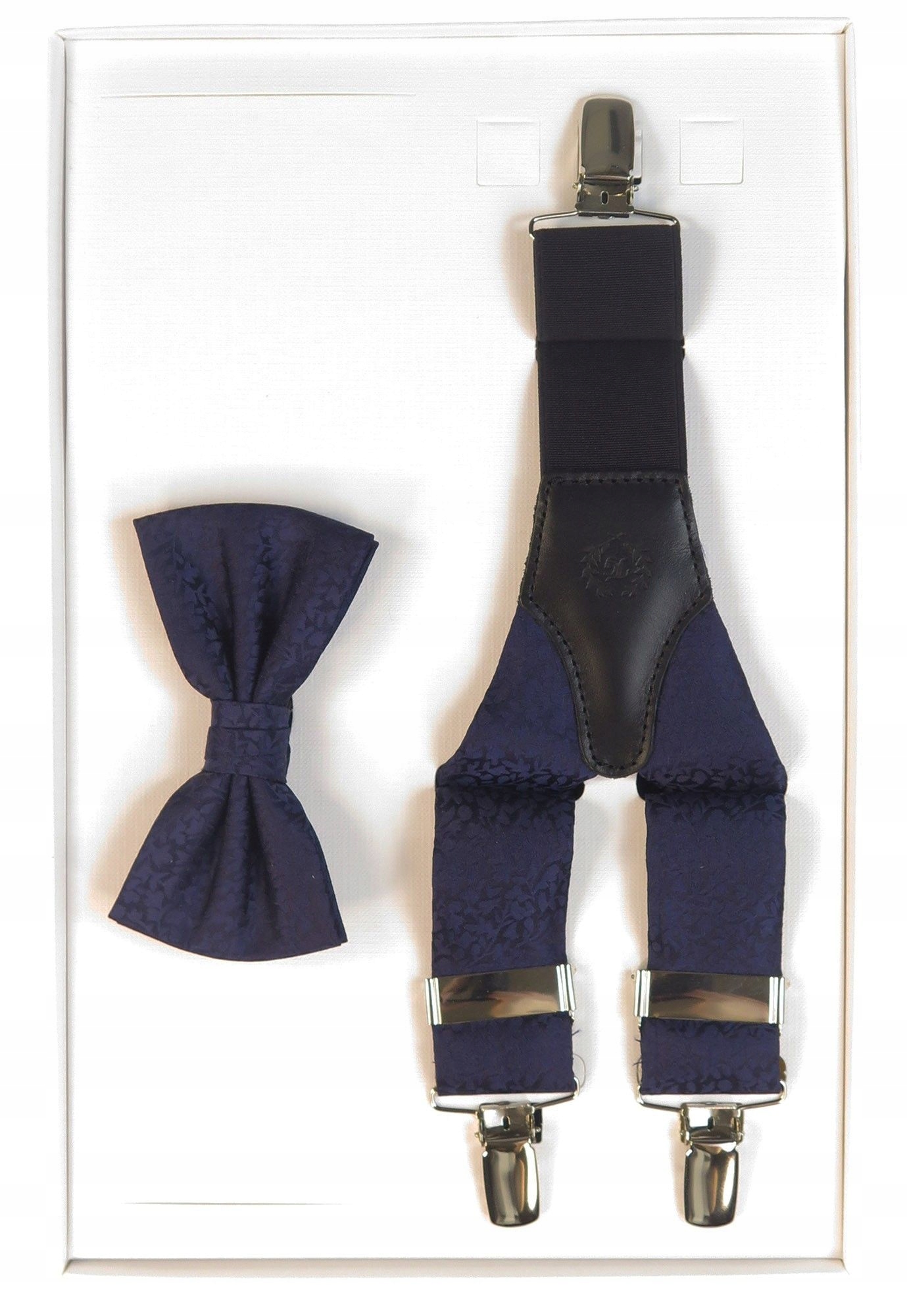 Granatowo-czarny zestaw w kwiatki mucha szelki Z12