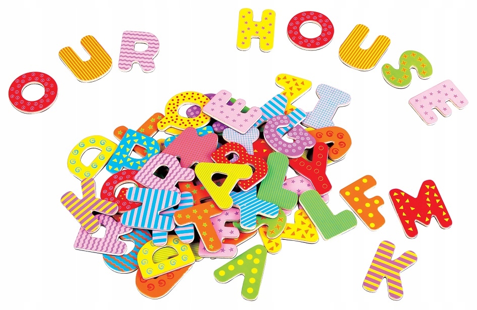 MAGNESY NA LODÓWKĘ DREWNIANE MAGNETYCZNE LITERKI ZABAWKA DLA DZIECKA LELIN