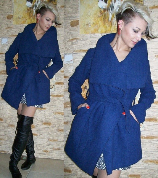 LUKSUSOWY PŁASZCZ asymetryczny FLAUSZ WIOSNA! Rodzaj oversize