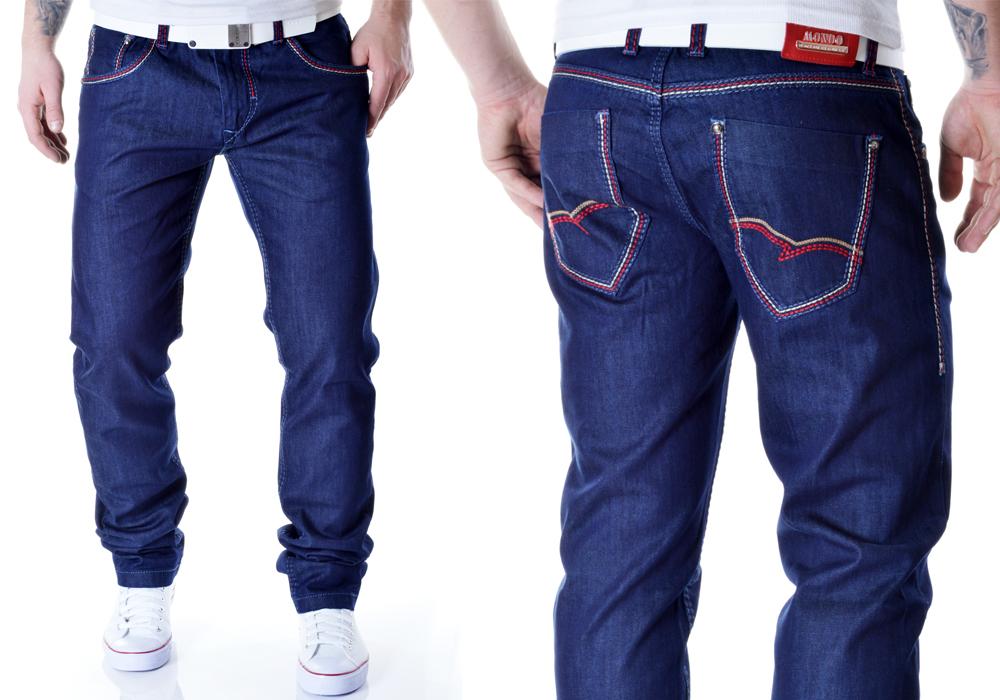 . Džínové kalhoty Mondo Navy Tlustá nit