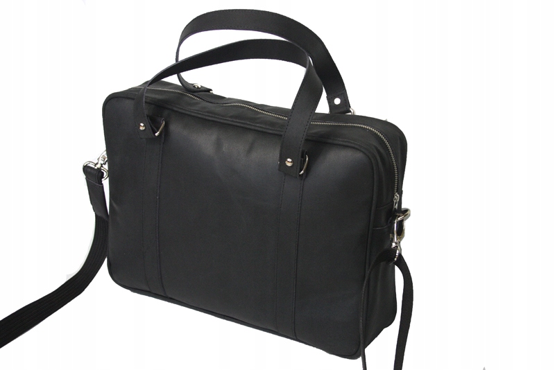 Męska torba na ramię aktówka, czarna skóra nubukowa produkt polski EAN (GTIN) 5905215204227