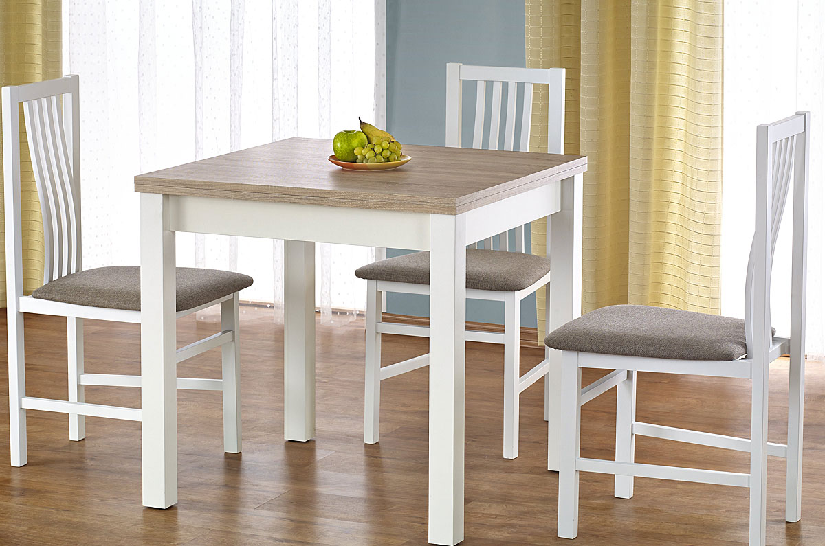 STÓŁ KWADRATOWY 80x80 ROZKŁADANY BIAŁY DAB SONOMA