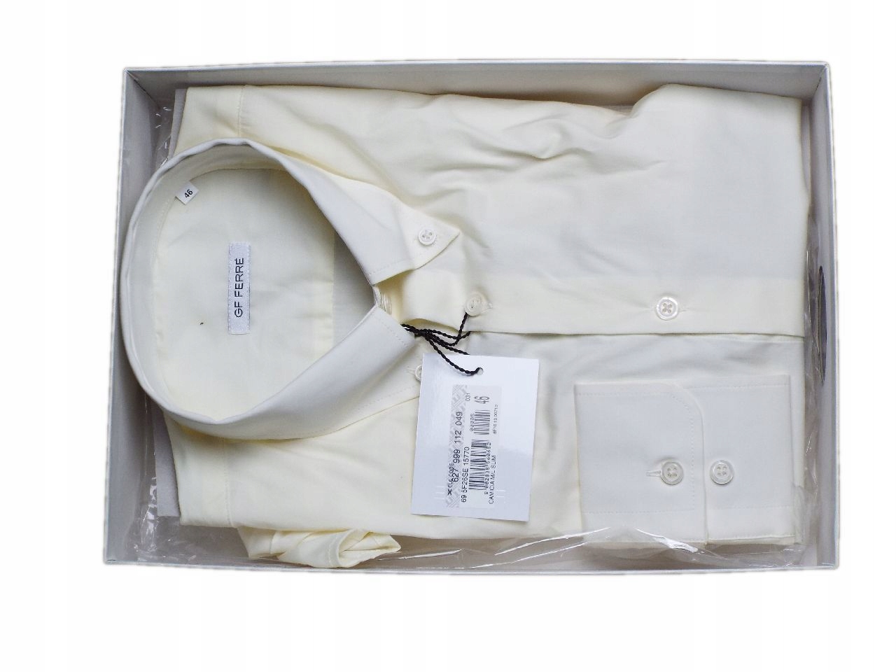 GF FERRE WŁOSKA KOSZULA MĘSKA ELEGANCKA WIZYTOWA SLIM 46 M/L ECRI 3z