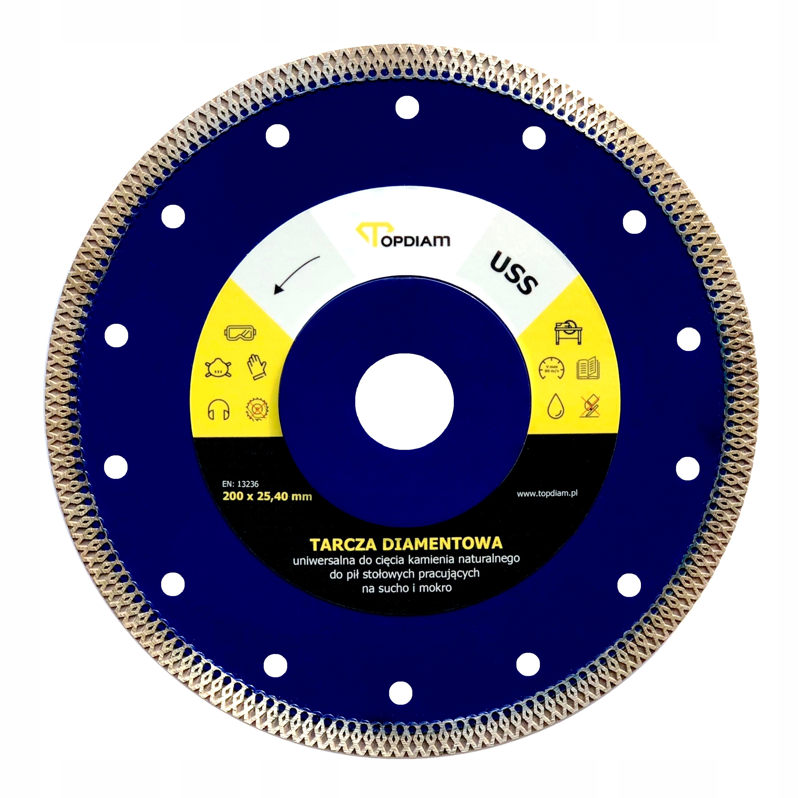 TARCZA DIAMENTOWA DO CIĘCIA GRESU I CERAMIKI - TOPDIAM USS 200 x 25,40 MM