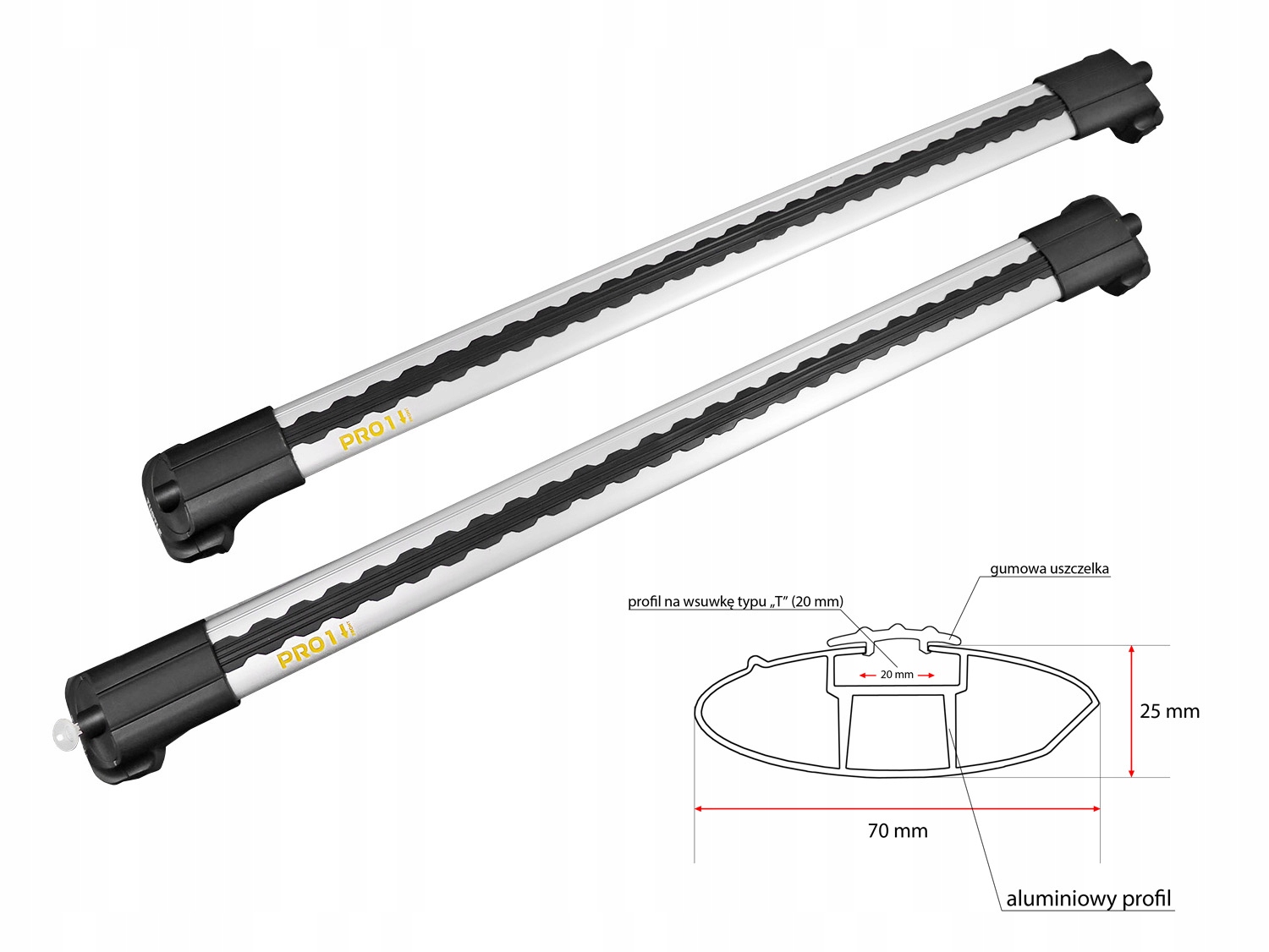 Bagażnik dachowy relingi Peugeot 308 2008-2013 Kształt belki aerodynamiczne