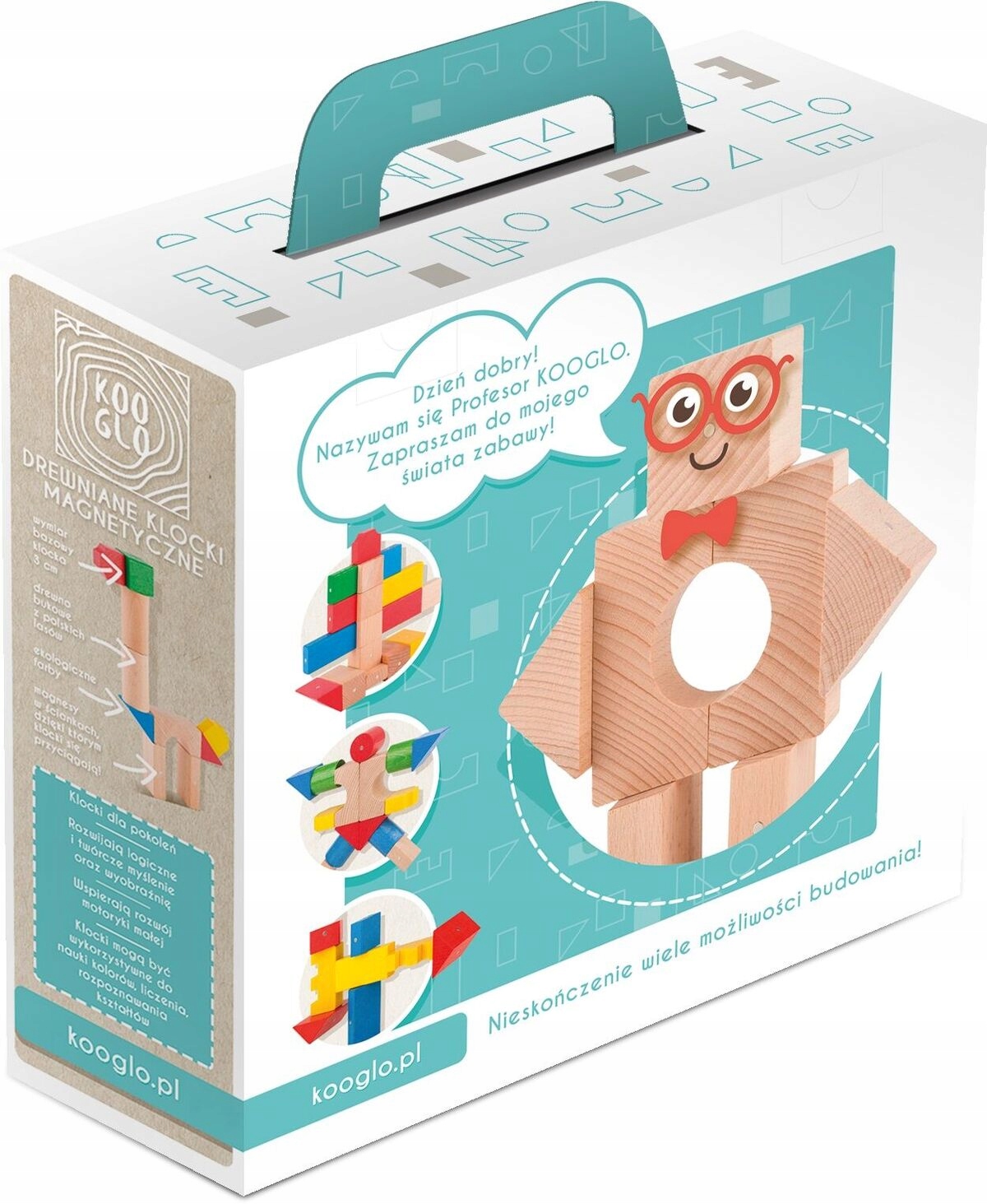 Klocki Magnetyczne Drewniane KOOGLO, basic color Marka Kooglo