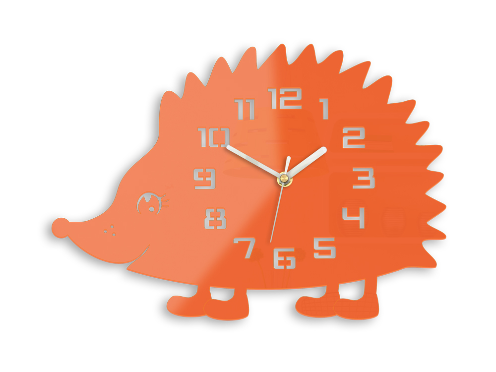 НАСТЕННЫЕ ЧАСЫ УЛЬТРА ТИХИЙ ЕЖИК ОРАНЖЕВЫЙ