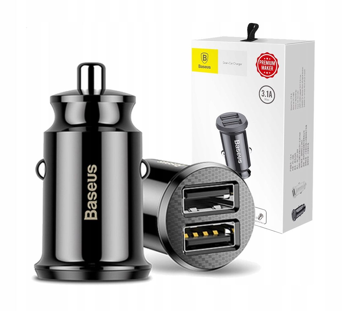

Baseus mała mini ładowarka samochodowa 2xUSB