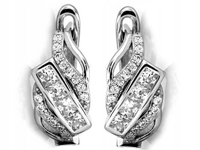 

925 Srebrne Angielskie Kolczyki Z Cyrkoniami New