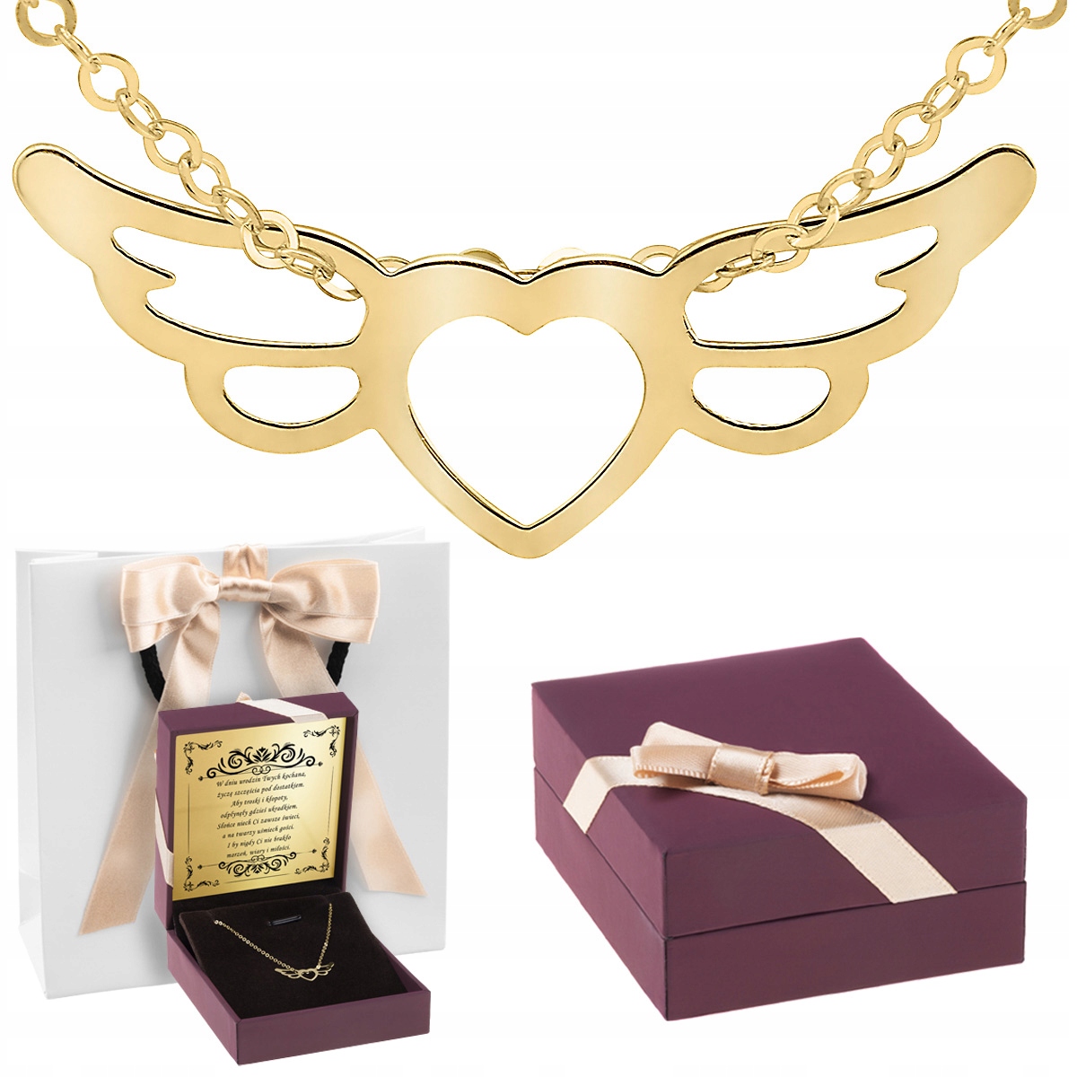

Złoty Naszyjnik 333 Serce ze skrzydłami Dedykacja