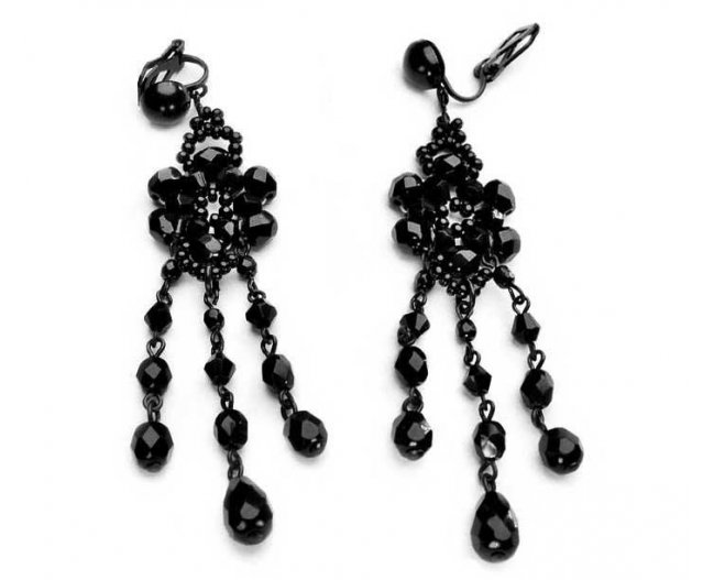 

klipsy czarne wiszące eleganckie antyalergiczne