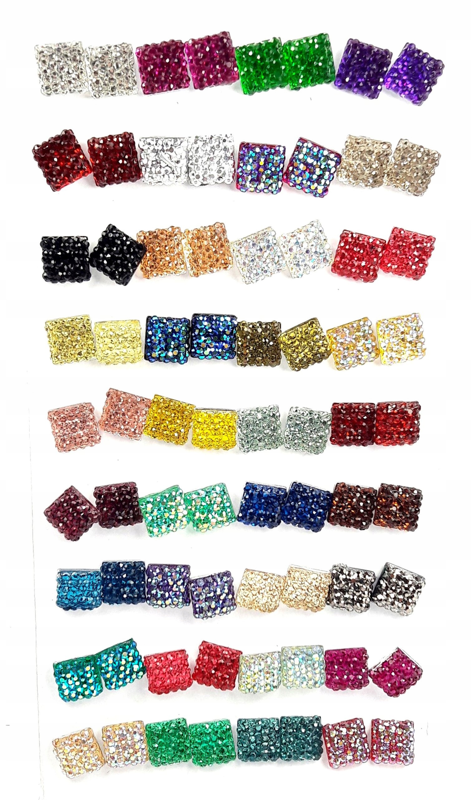 

KH267 Kolczyki Kwadraty Kryształkowe 36 par -hurt