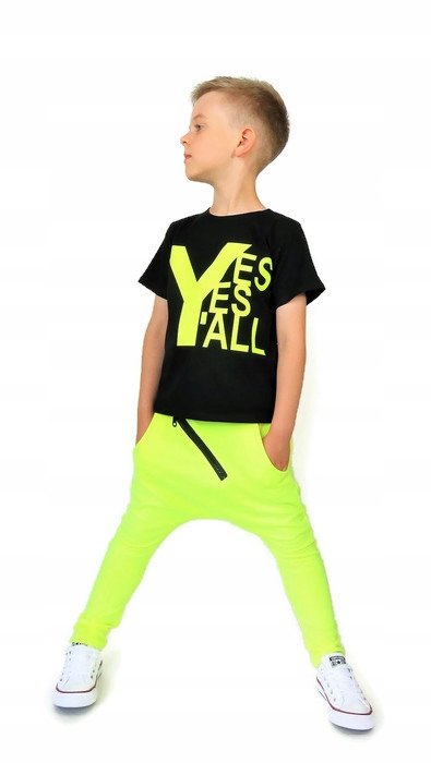 

Spodnie baggy z zamkiem neon żółty 146 Caramba Mam