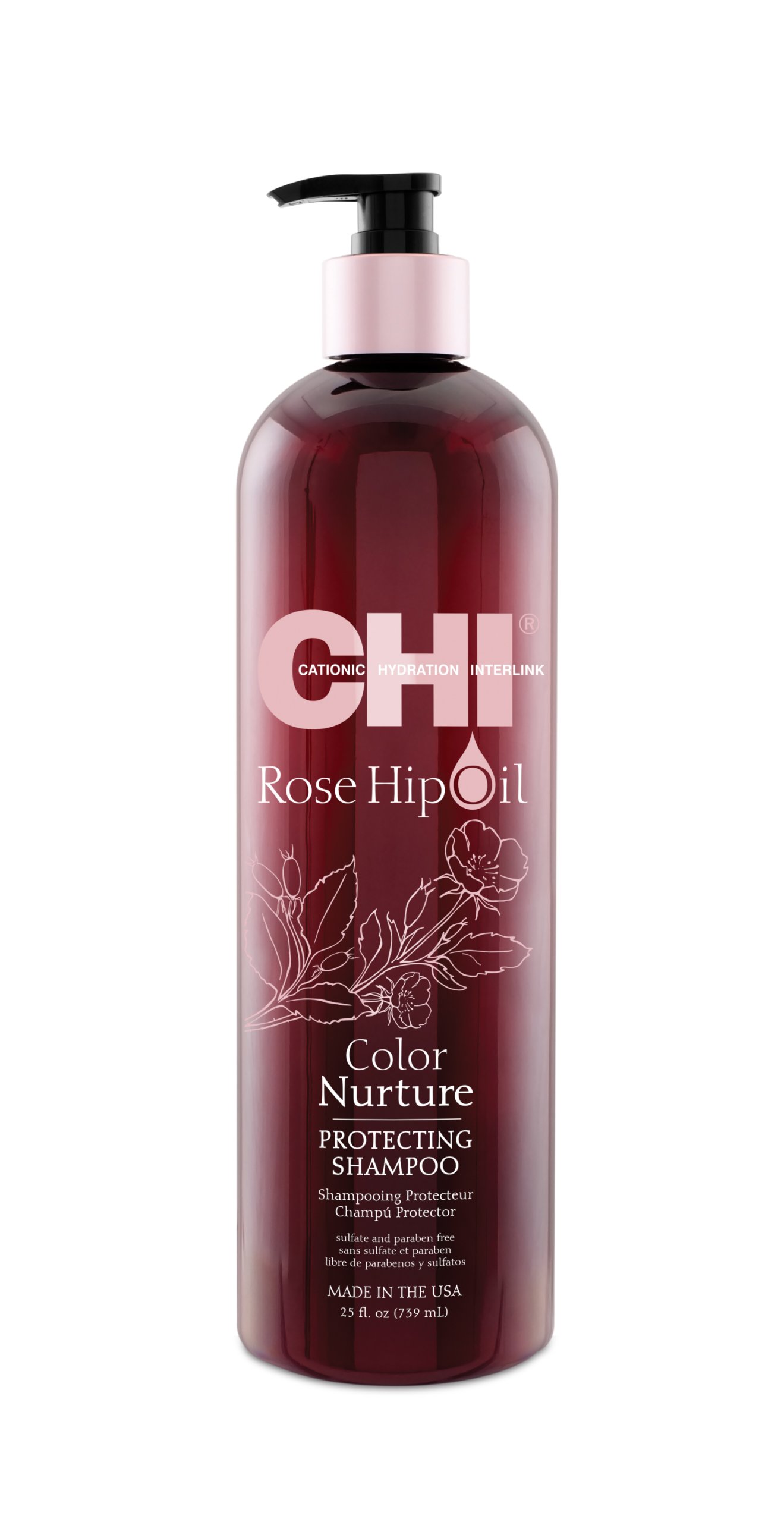 Chi Rose Hip Oil Divoký růžový olej Šampon na vlasy Ochrana barvy 739 ml