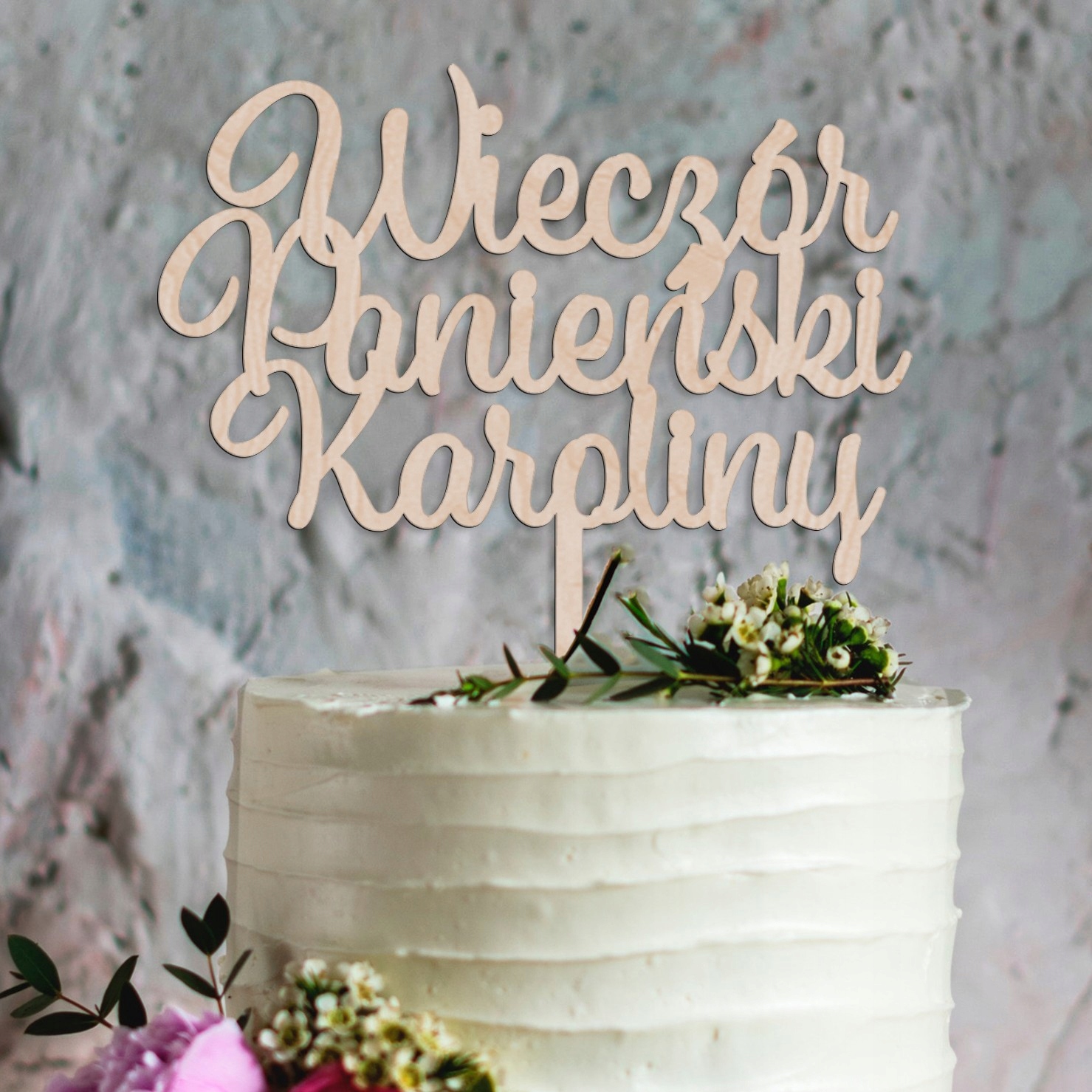 TOPPER DEKORACJA TORT WIECZÓR PANIEŃSKI NAPIS IMIĘ Marka Lovely Things