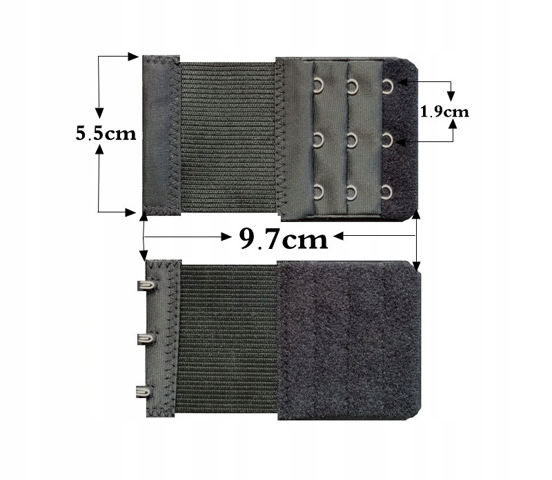 PRZEDŁUŻKA DO ZAPIĘCIA BIUSTONOSZA 3 RZĘDOWA STANIKA CZARNA KOBIET NAPKI Wyrób medyczny nie