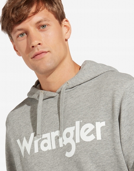 BLUZA MĘSKA WRANGLER LOGO W6590HA37 HOODIE MID XL Wzór dominujący logo