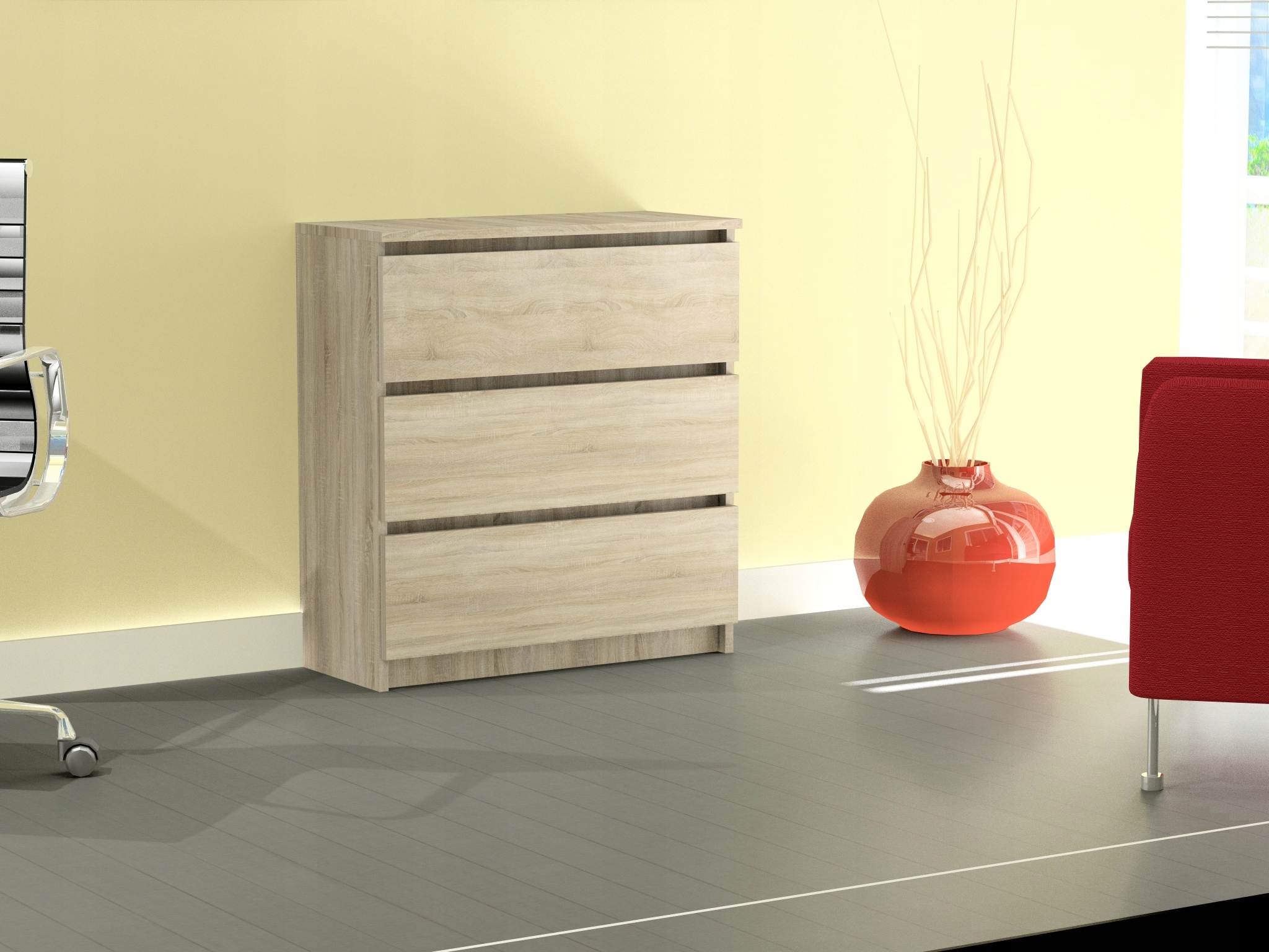 Komoda RICO 3S SONOMA 80cm 3 szuflady PRODUCENT Kolor frontów dąb sonoma