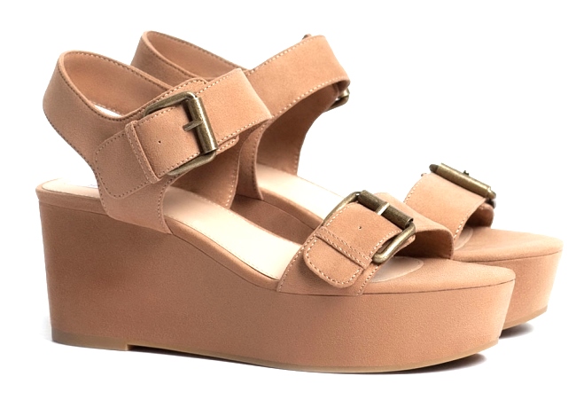 

Bershka Sandały Koturny Camel Cudne Zamsz 38