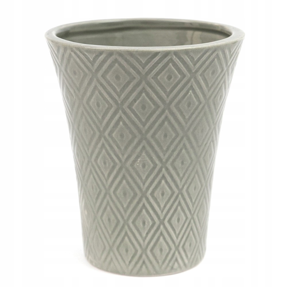 

Doniczka Szara Ceramiczna 12x11cm Zdobiona Okrągła