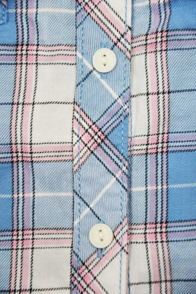 H&M Damska Klasyczna Błękitna Koszula w Kratę Guziki Bawełna XS 34 Rozmiar 34