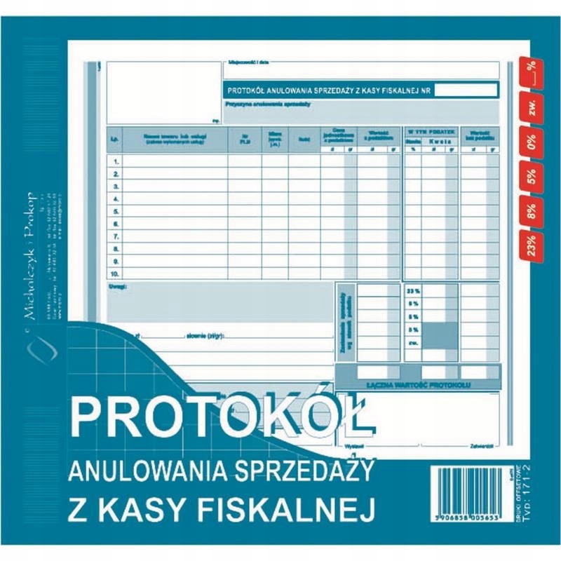 

Protokół Anulowania Sprzedaży Z Kasy Fiskalnej