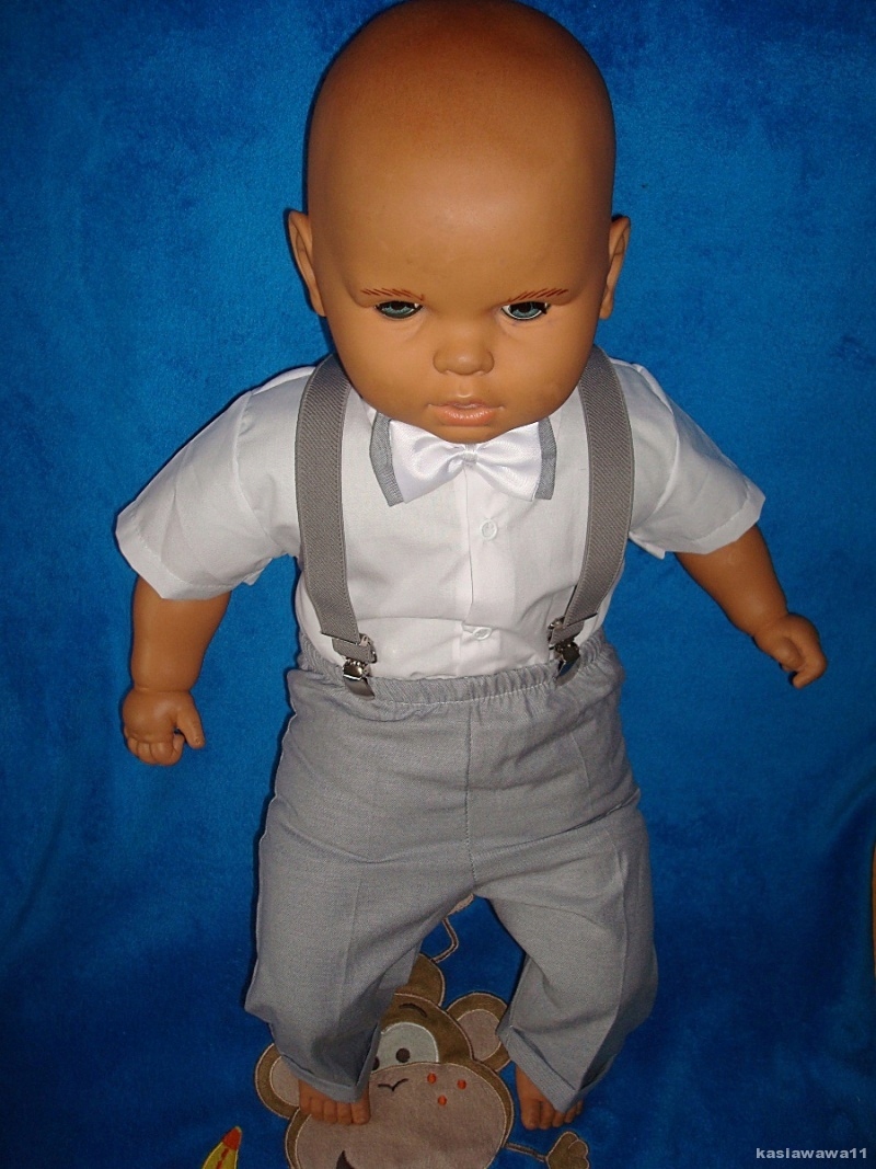 KOSZULO-BODY SPODNIE SZELKI MUSZKA DO CHRZTU r.80 Marka Inna marka