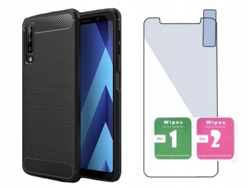 

Etui Karbon Case Guma +szkło do Samsung Galaxy A70